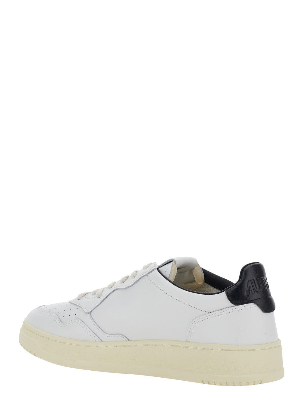 Medalist Low White Sneakers with Logo Patch and Writing in Leather Man Cow
