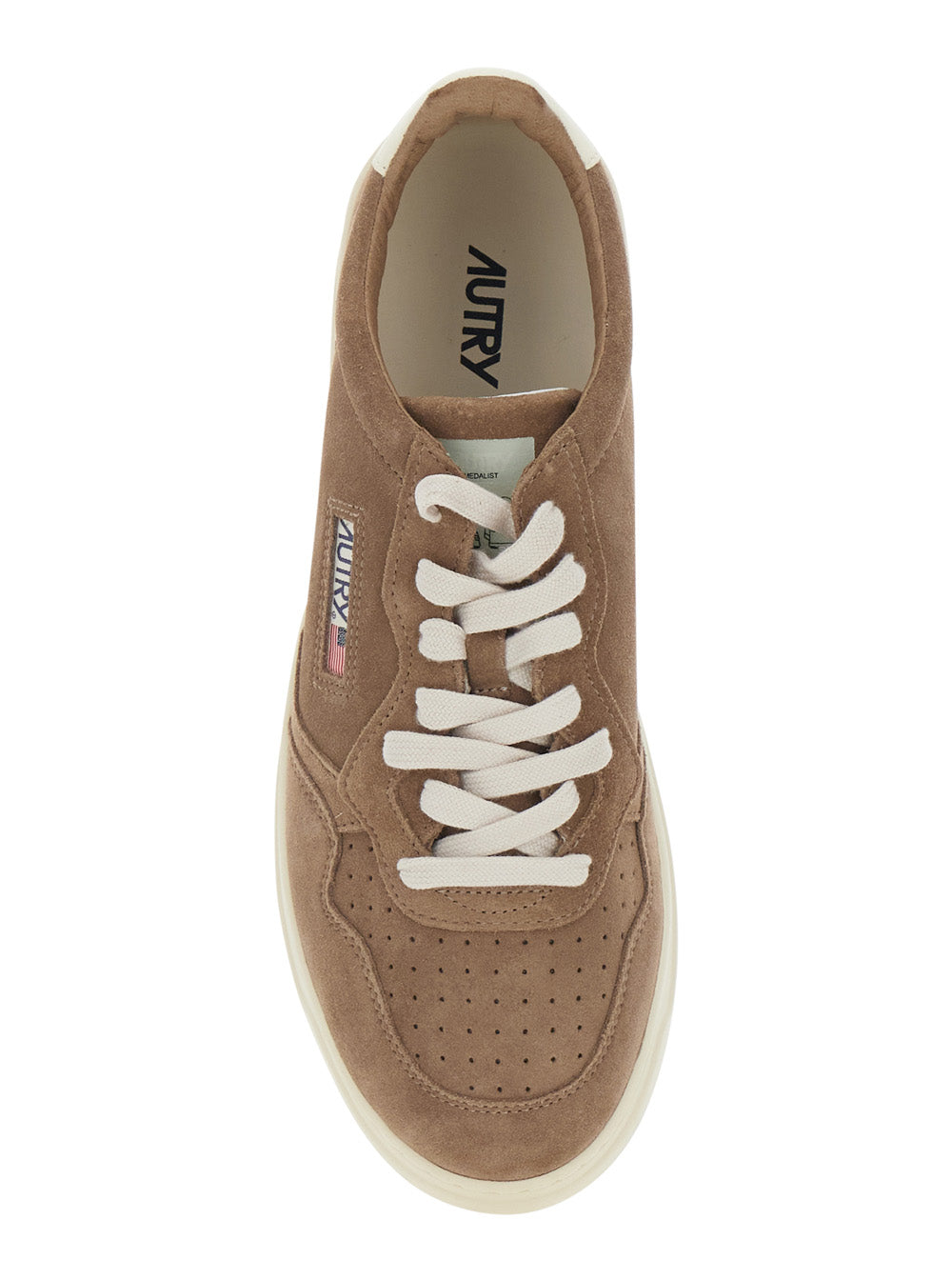 Medalist Low Brown Sneaker with Contrast Pull-tab in Suede Man Cow