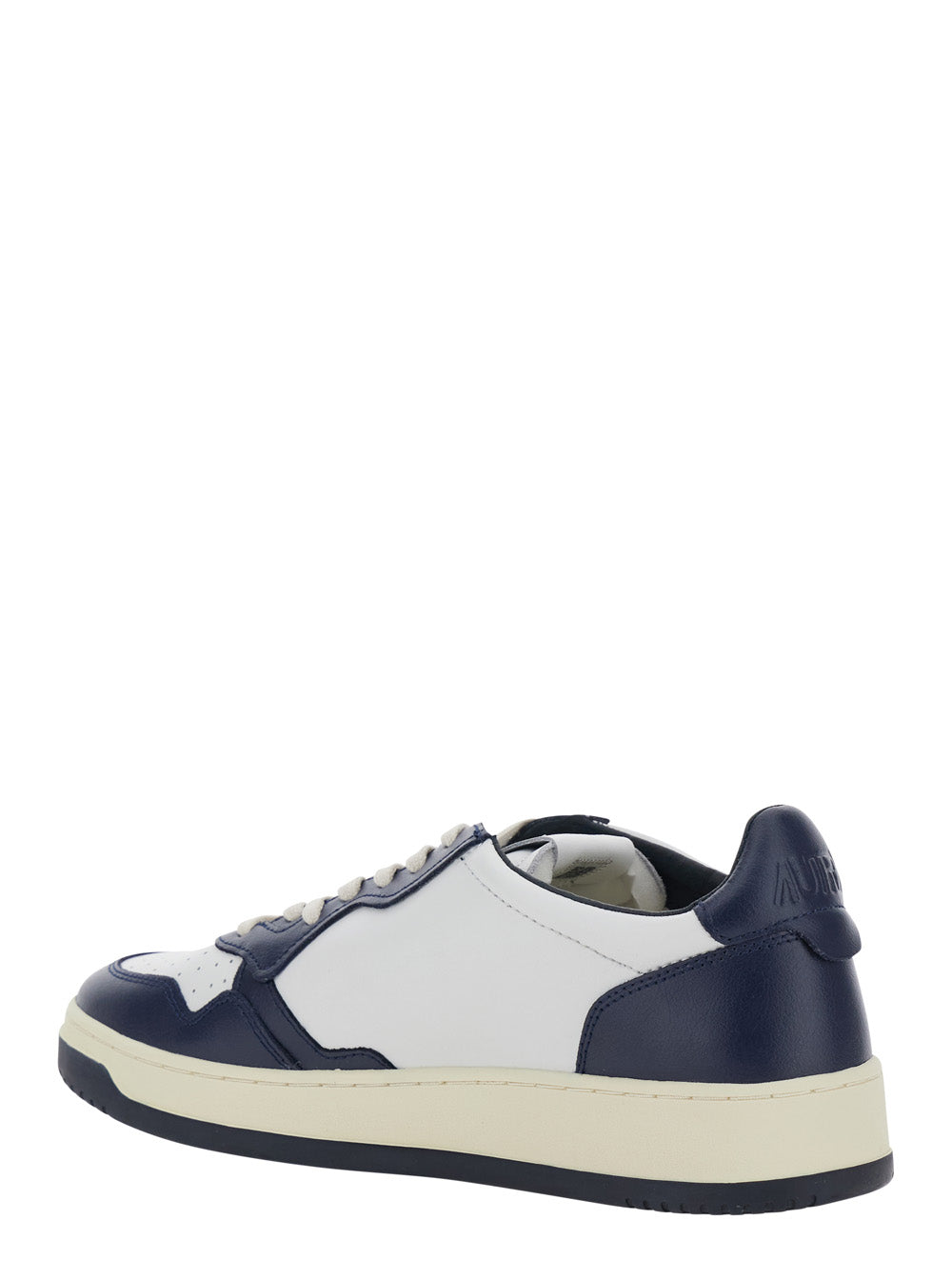 Medalist White and Blue Sneakers Low-Top with Side Logo in Leather Man Blu Cow