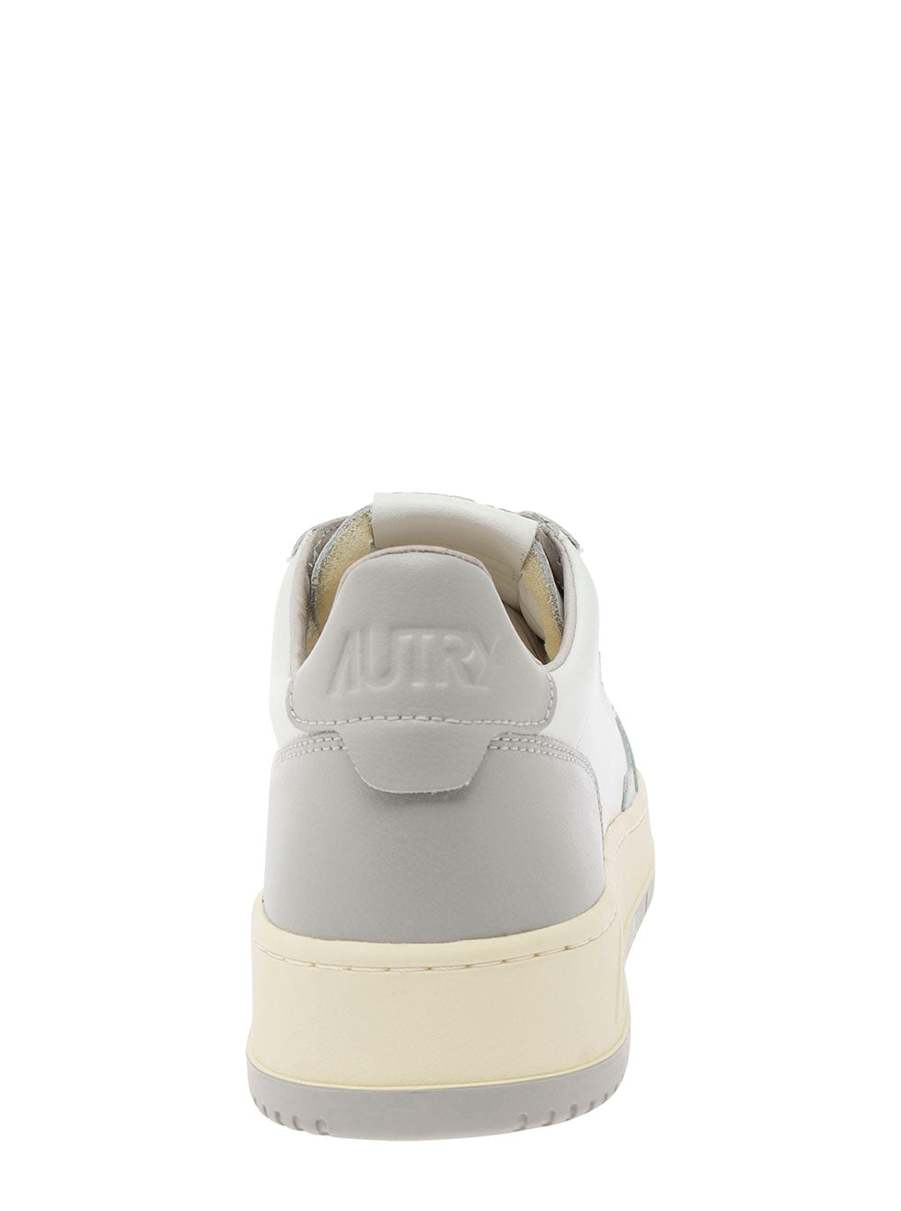 Medalist Gray Low Top Sneakers with White and Leather Logo Detail for Men Grey Cow