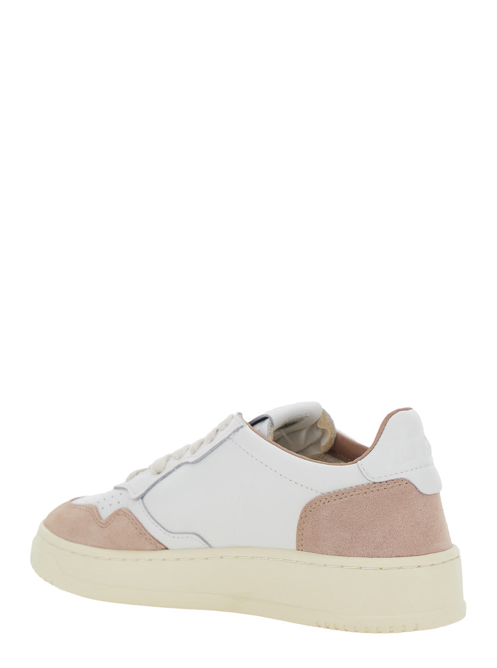 Medalist White Low Top Sneakers with Beige Suede Details in Leather Woman Cow