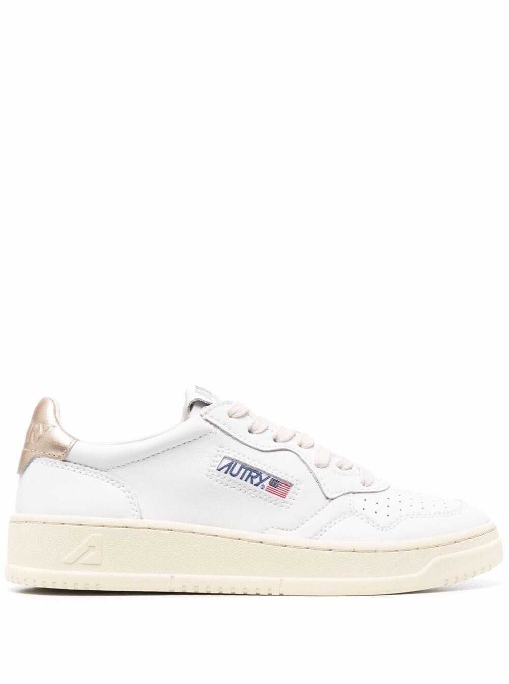 Low Sneakers Medalist with Contrast Heel in White Leather for Women Cow