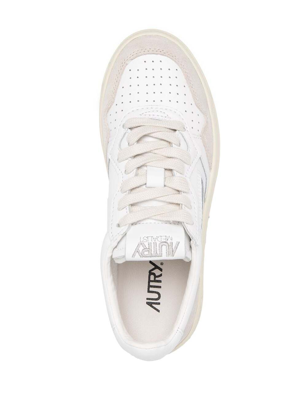 Medalist White Low Top Sneaker with Suede Details in Leather Women Cow Nylon