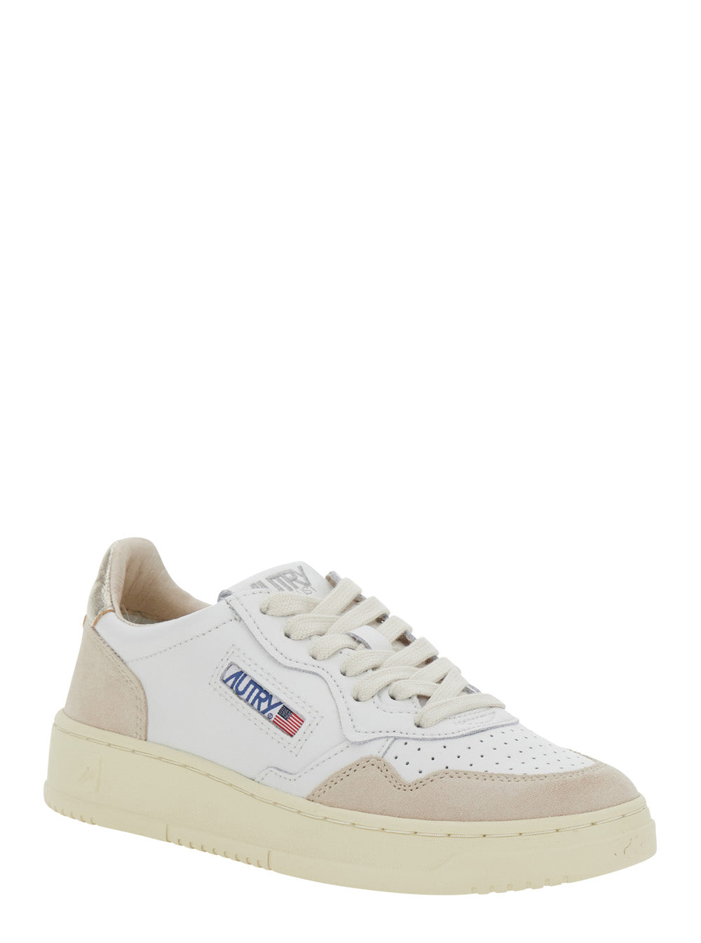 Medalist White Low Top Sneakers With Logo Patch On Tongue And Side Leather Blend Woman