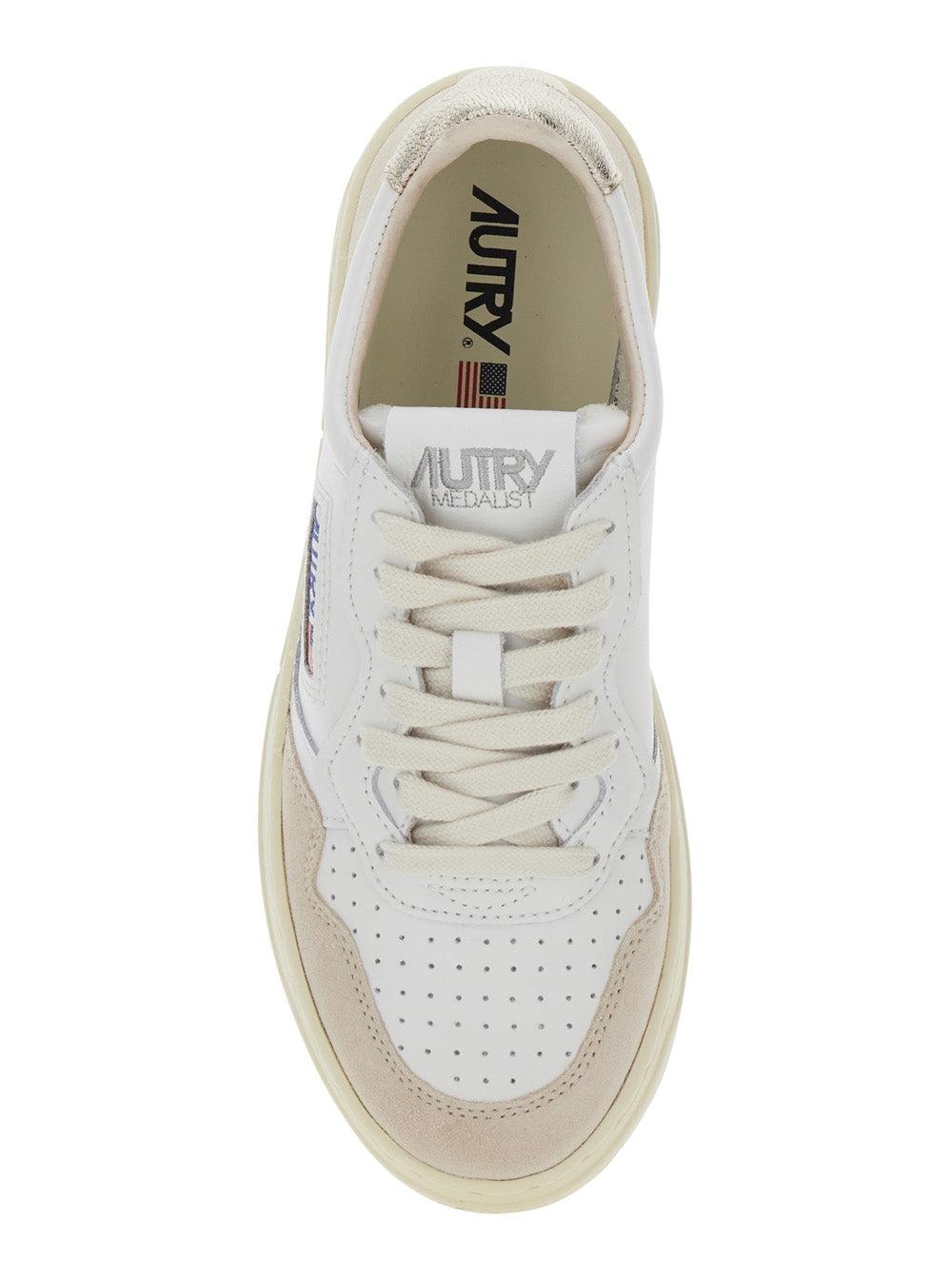 Medalist White Low Top Sneakers With Logo Patch On Tongue And Side Leather Blend Woman