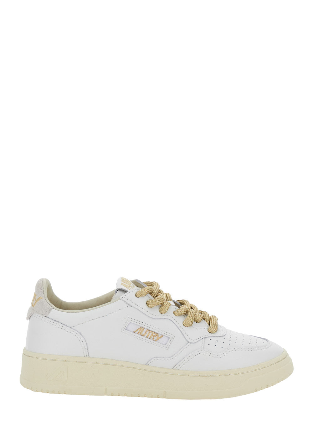 Medalist White Low Top Sneakers with Lace Closure in Leather Woman Cow Suede