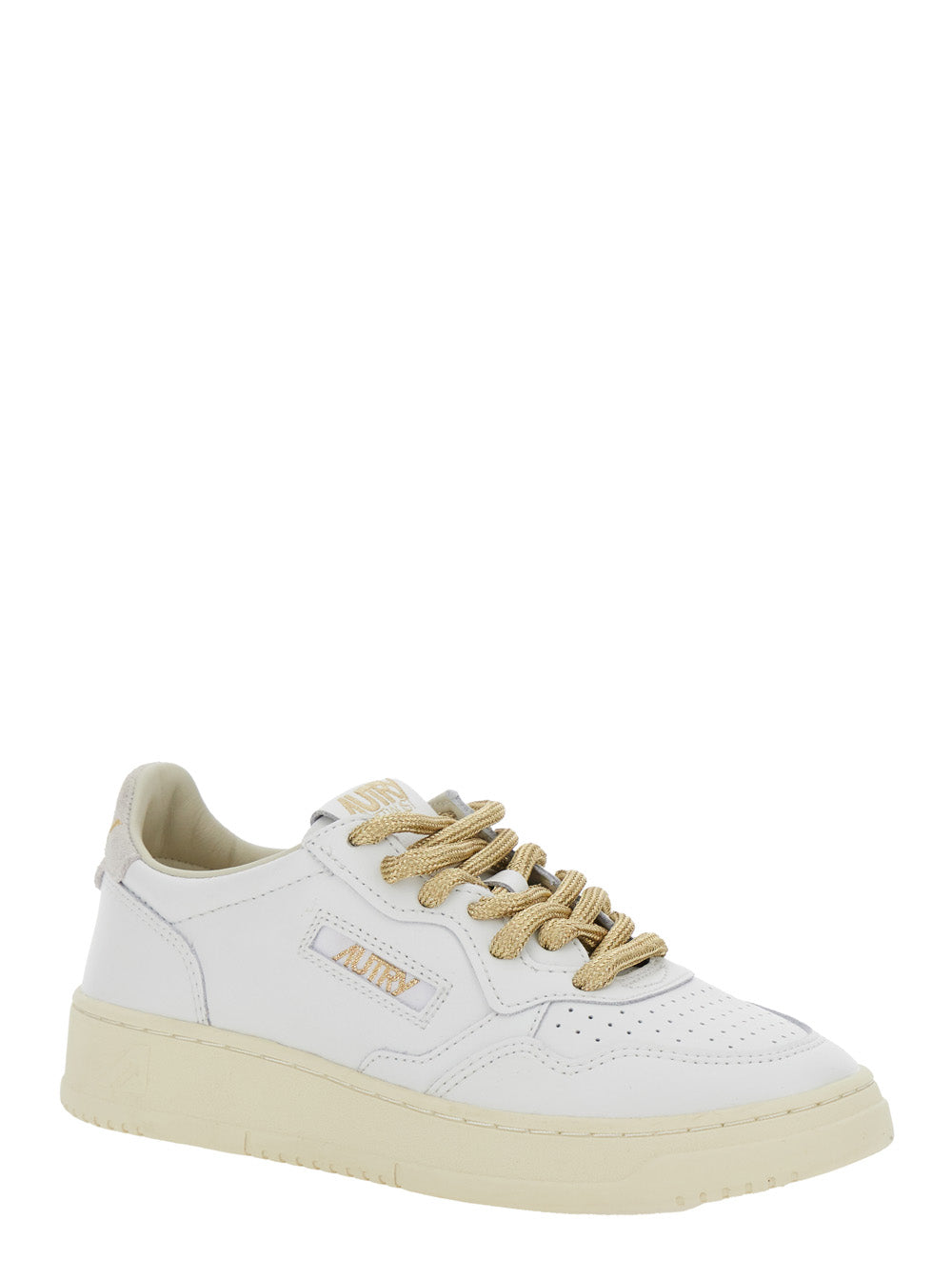 Medalist White Low Top Sneakers with Lace Closure in Leather Woman Cow Suede