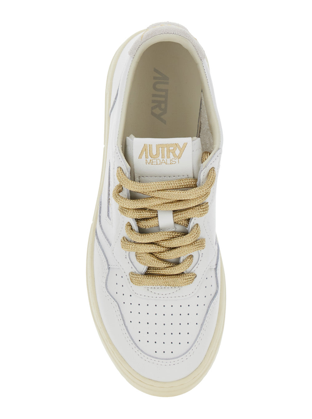 Medalist White Low Top Sneakers with Lace Closure in Leather Woman Cow Suede