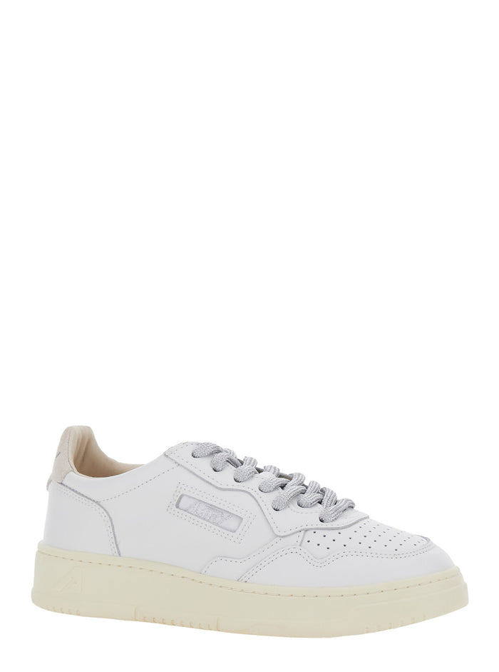 Medalist White Low Top Sneakers with Lace Closure in Leather Woman Cow Suede