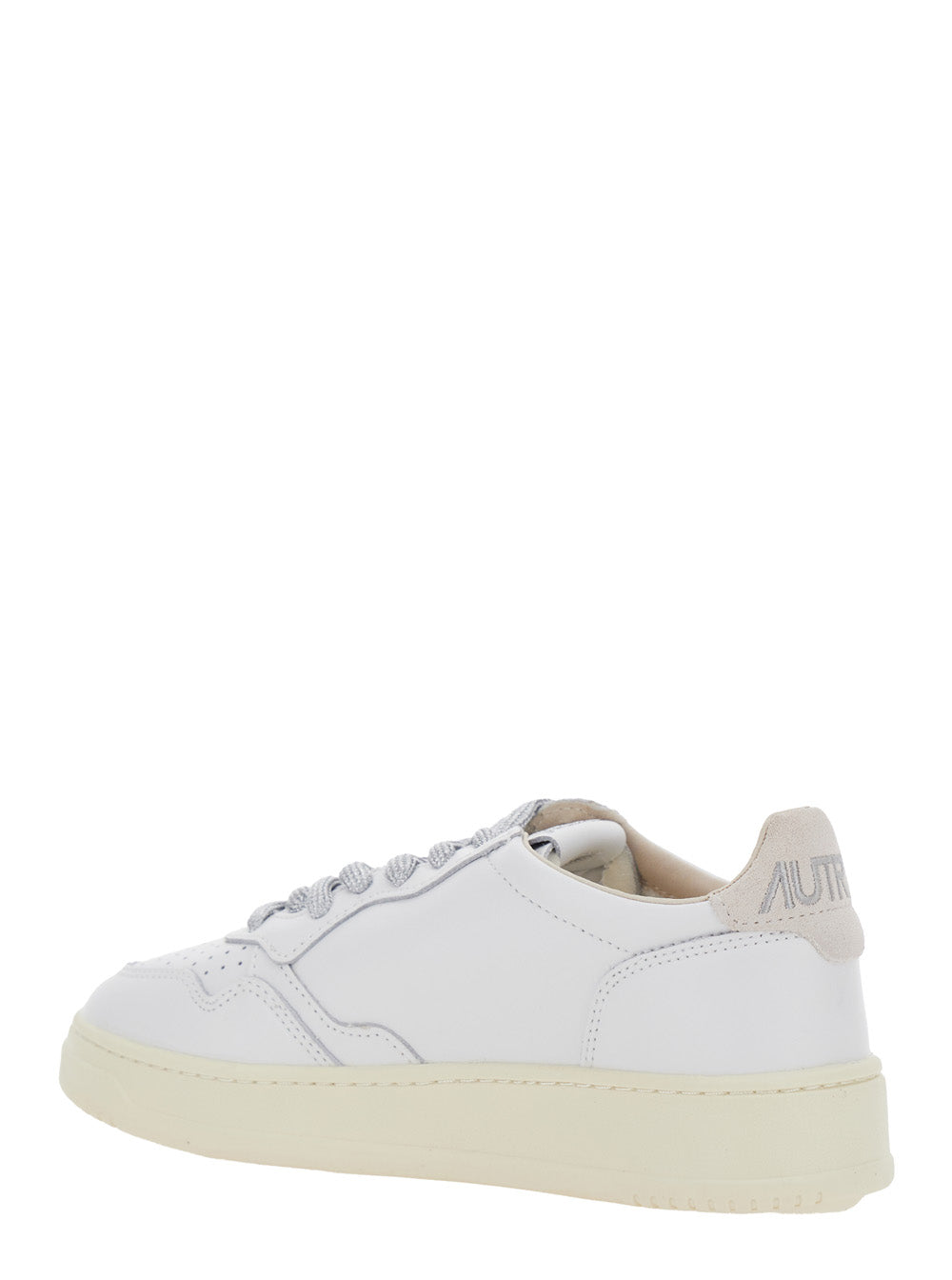 Medalist White Low Top Sneakers with Lace Closure in Leather Woman Cow Suede