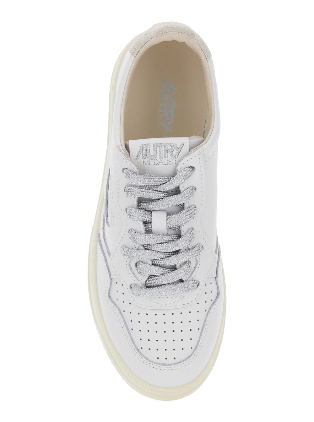 Medalist White Low Top Sneakers with Lace Closure in Leather Woman Cow Suede