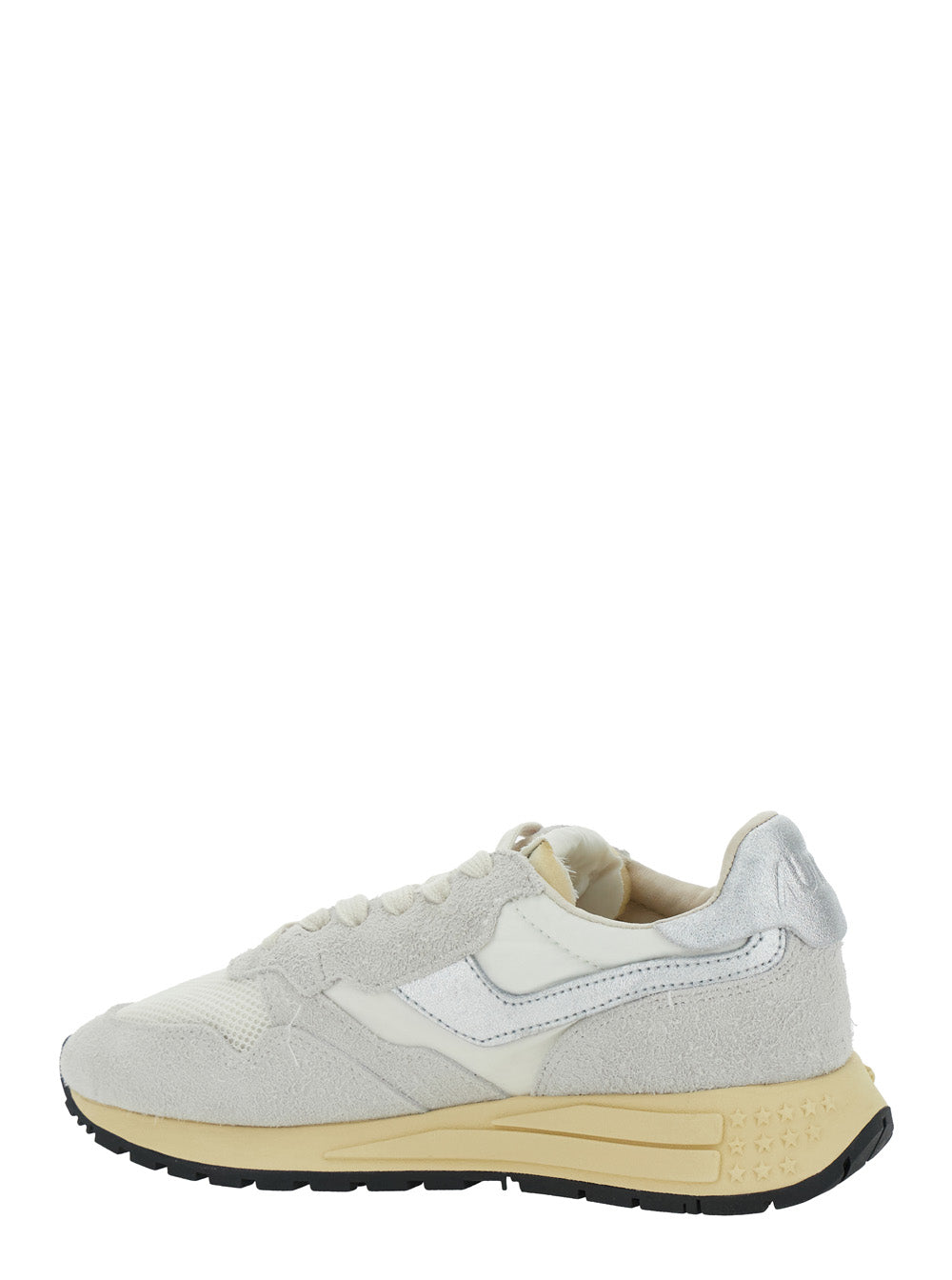 Reelwind Grey Sneaker Low Top with Logo Patch on Tongue and Side in Leather Blend Woman Nylon Cow Mesh