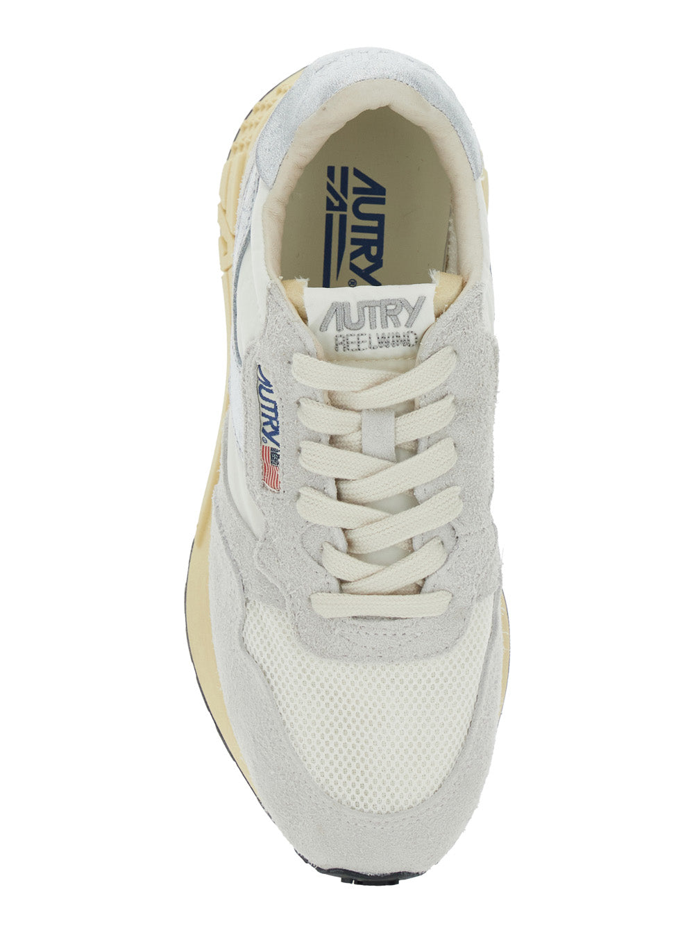 Reelwind Grey Sneaker Low Top with Logo Patch on Tongue and Side in Leather Blend Woman Nylon Cow Mesh