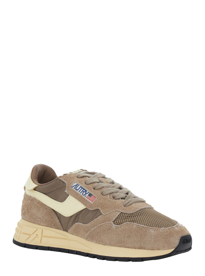 Reelwind Brown Sneaker Low Top with Logo Patch on Tongue and Side in Suede for Women Nylon Cow Mesh
