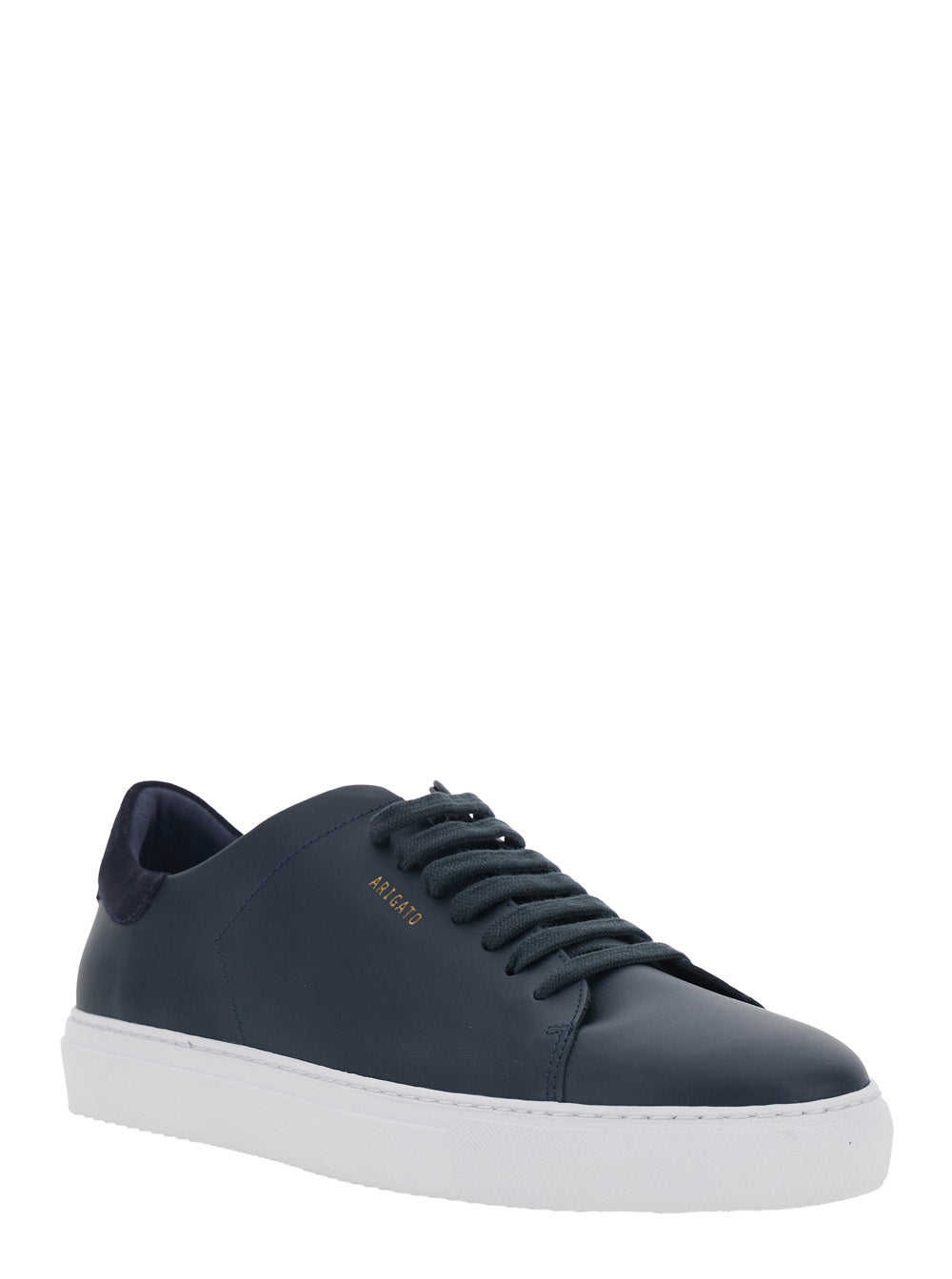 90 Clean Black Low Top Sneakers with Logo Lettering on the Side in Leather Man Blu 100 %