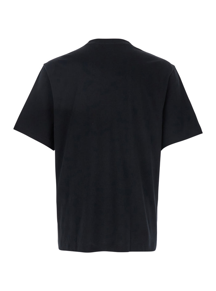 T-Shirt Legacy Crew Neck with Logo Lettering on the Front in Black Cotton for Men Tshirts And Polo Shirts