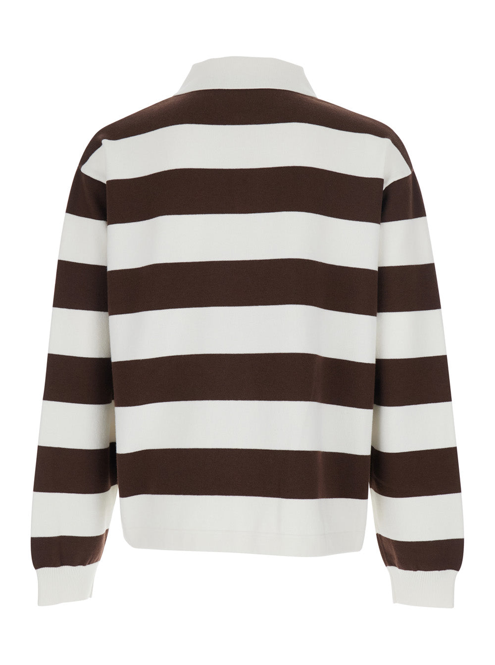 Rey Polo Sweater Brown with Collar and Long Sleeves in Merino Cotton Blend for Women Wool Sweatshirts