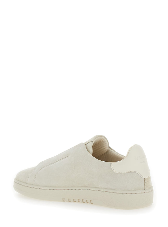 Dice Laceless White Low Top Slip-On Sneakers Suede Man
