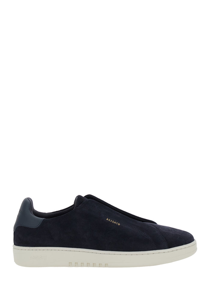 Dice Blue Low Top Laceless Sneakers with Logo Lettering on the Side in Suede Man Blu
