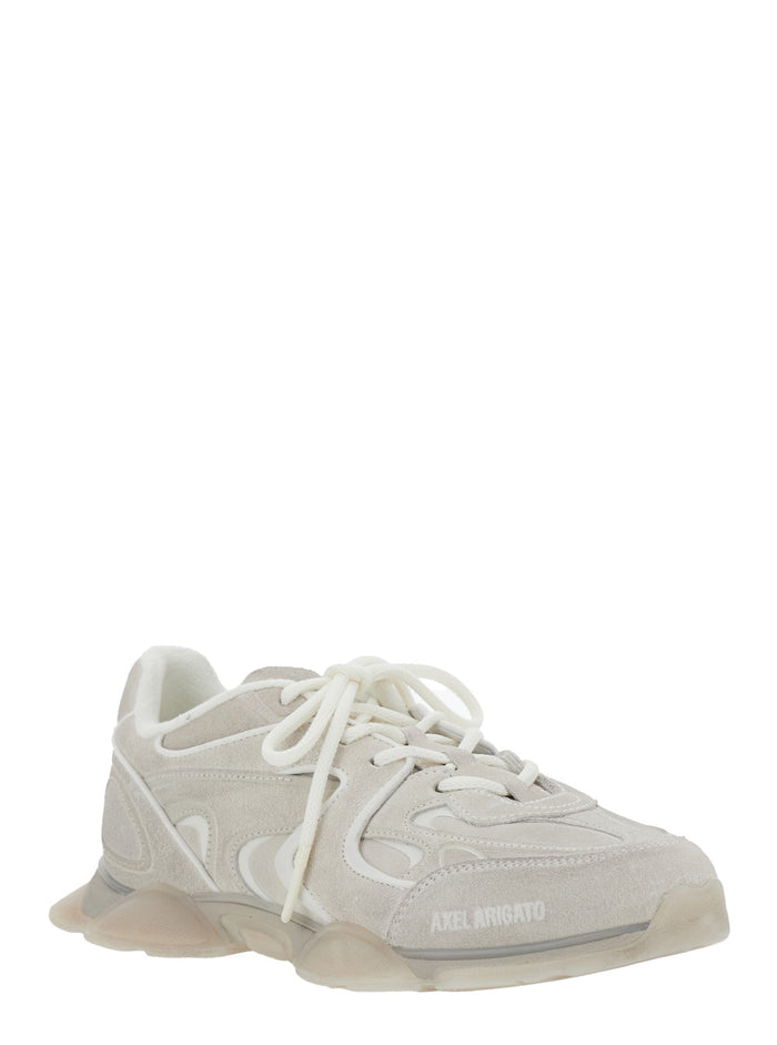 Sneaker Eris with Side Lettering Logo and Panel Design in White Suede for Men Leather Textile