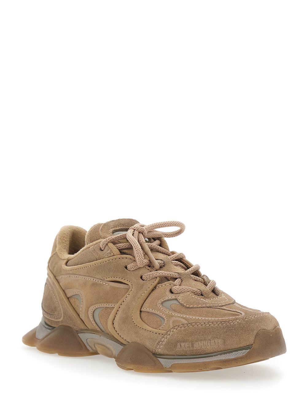 Sneaker Eris Low Top with Logo Patch on the Tongue in Leather and Beige Fabric for Women Textile