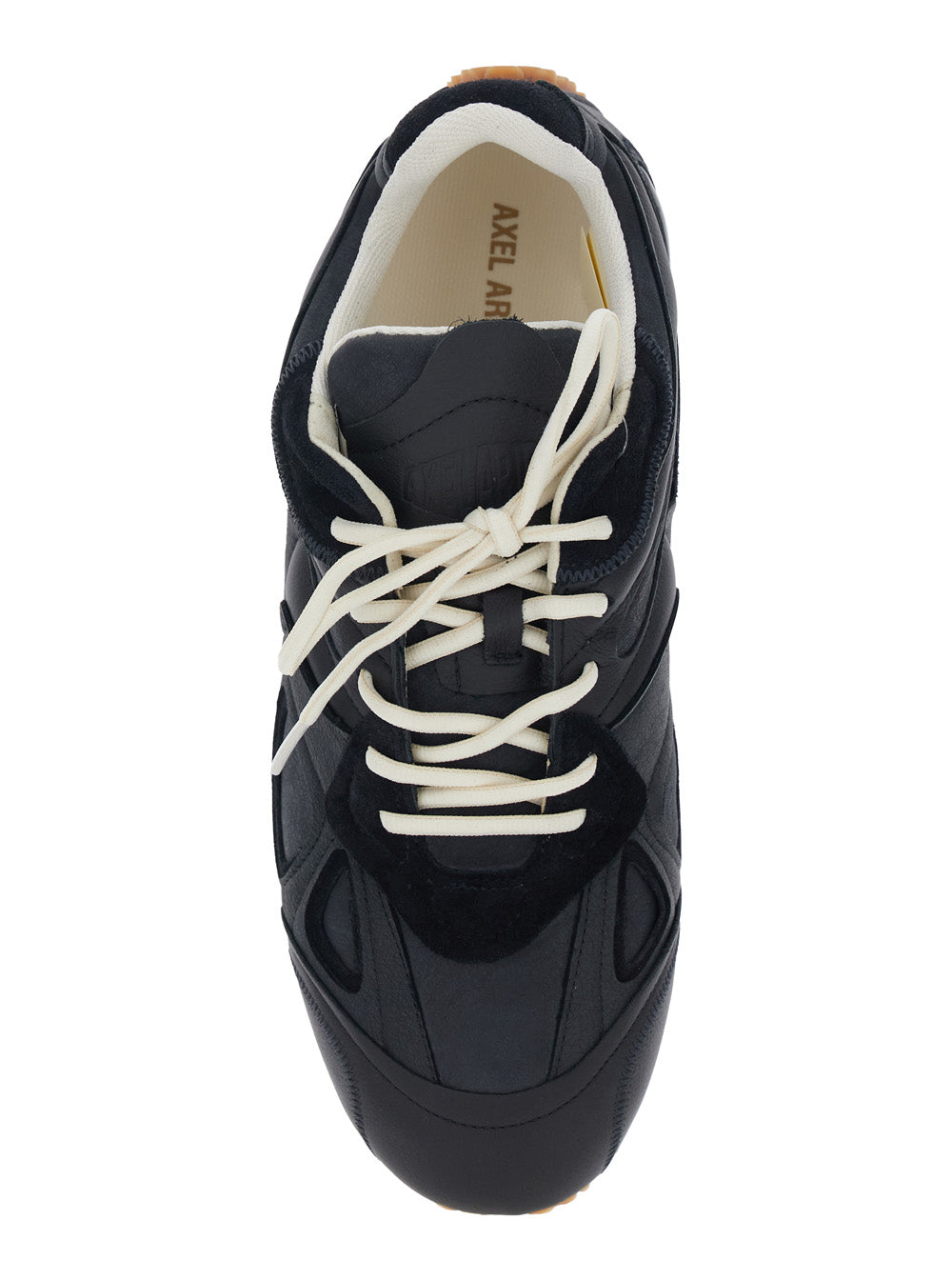Sneaker Slow Runner with Insert Design and Grooved Sole in Black Leather Suede for Men Nubuck
