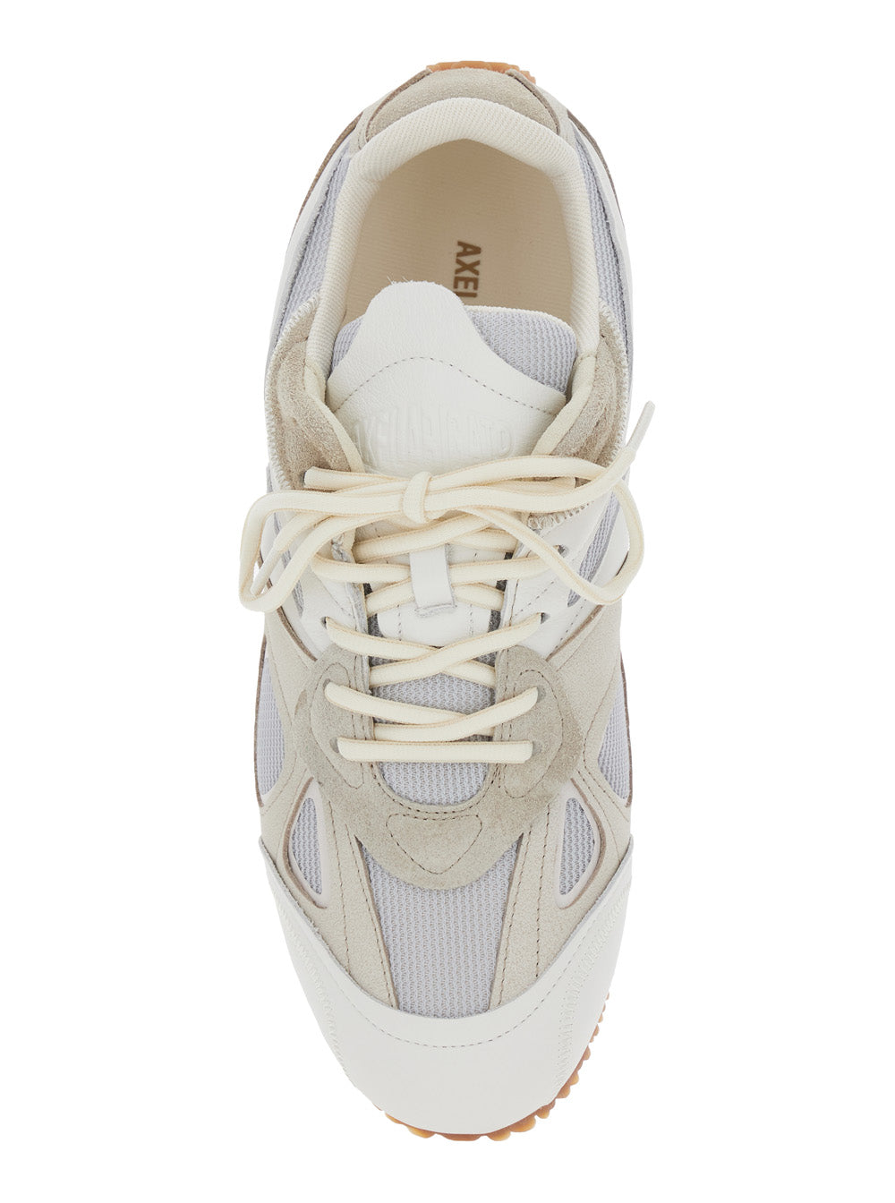 Sneaker Slow Runner with Mesh Inserts and Grooved Sole in White Beige for Men