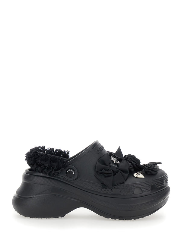 Mule With Logo Plate, Black Rubber Eva