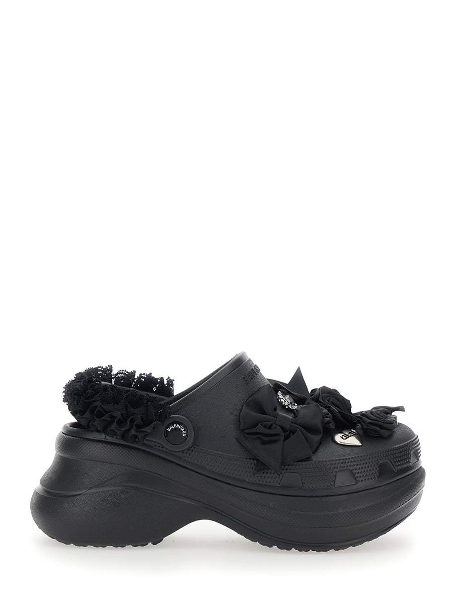 Mule With Logo Plate, Black Rubber Eva