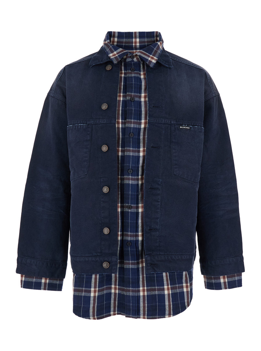 Jacket Double-Layer Blue Cotton Coat