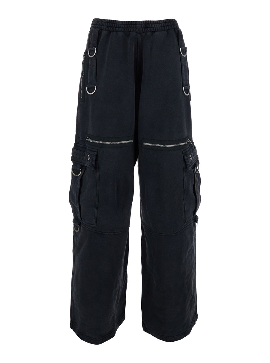 Cargo Pants Black Cotton Trousers