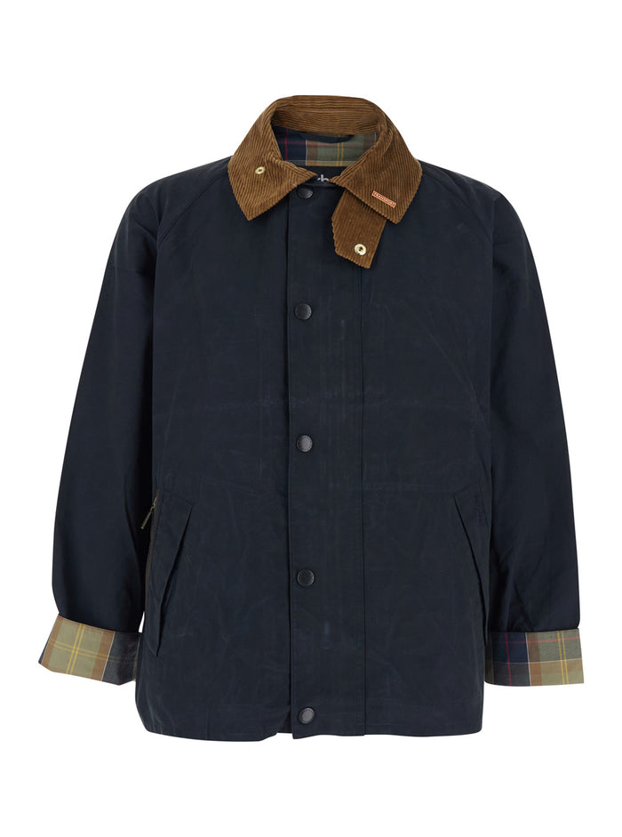 Icons Transport Blue Jacket With Contrast Classic Collar And Turned Cuffs Cotton Blend Man Blu Polyamide