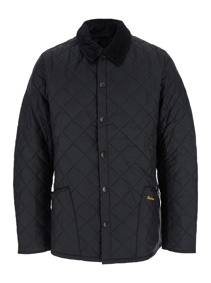 Heritage Liddesdale Jacket With Classic Ribbed Collar And Lettering Logo On The Front Black Tech Fabric For Men Polyamide