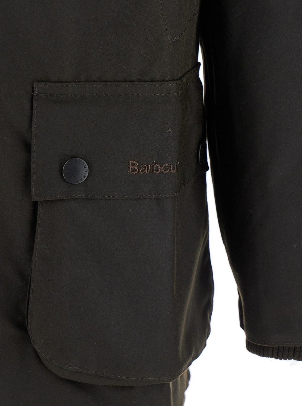 Bedale Jacket with Embroidered Logo on Front in Tech Fabric Green Men Waxed Cotton Outerwear