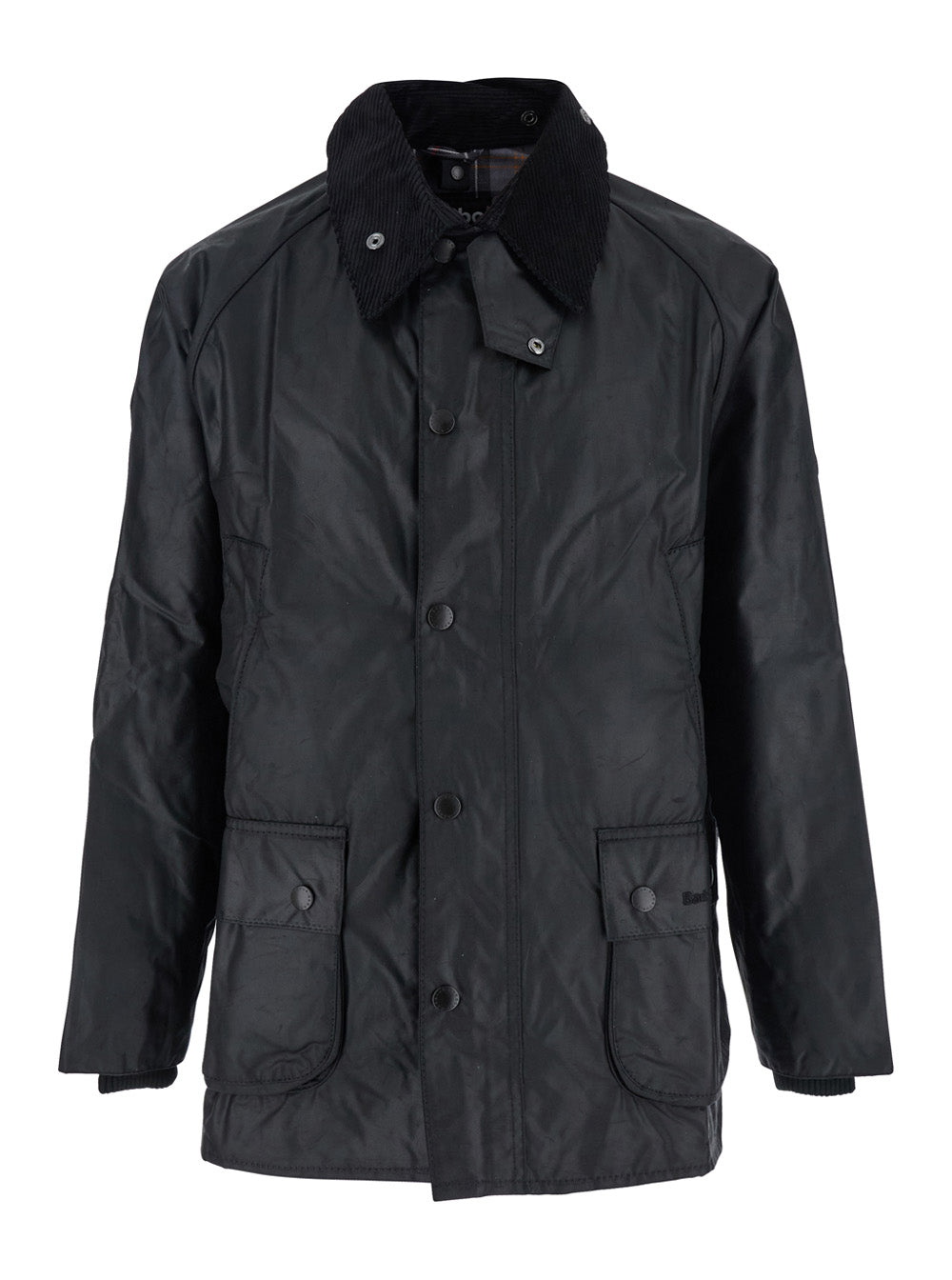 Mens Bedale Jacket with Embroidered Logo on Front in Black Tech Fabric Outerwear