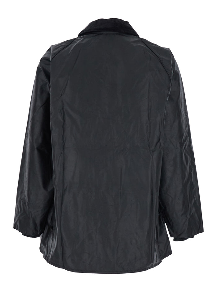 Mens Bedale Jacket with Embroidered Logo on Front in Black Tech Fabric Outerwear
