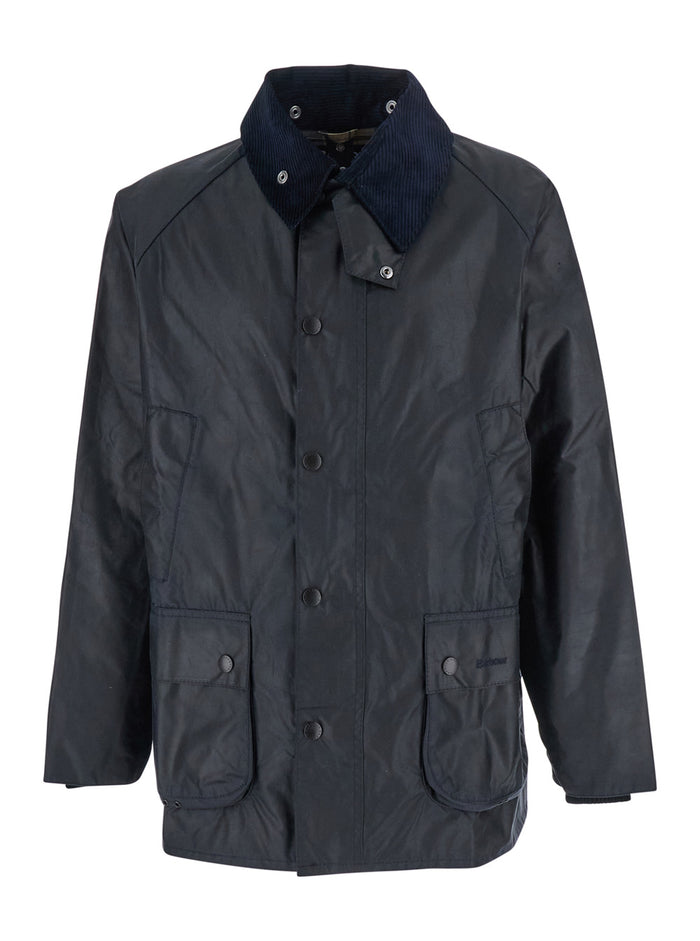 Bedale Wax Jacket Blue With Front Closure And Cotton Pockets For Women Blu