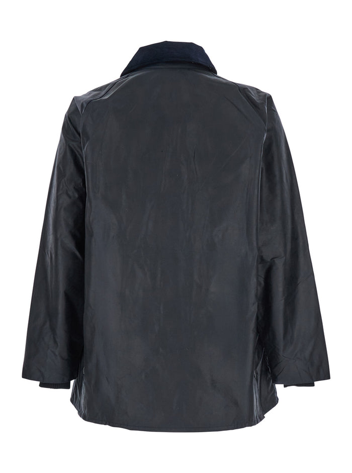 Bedale Wax Jacket Blue With Front Closure And Cotton Pockets For Women Blu