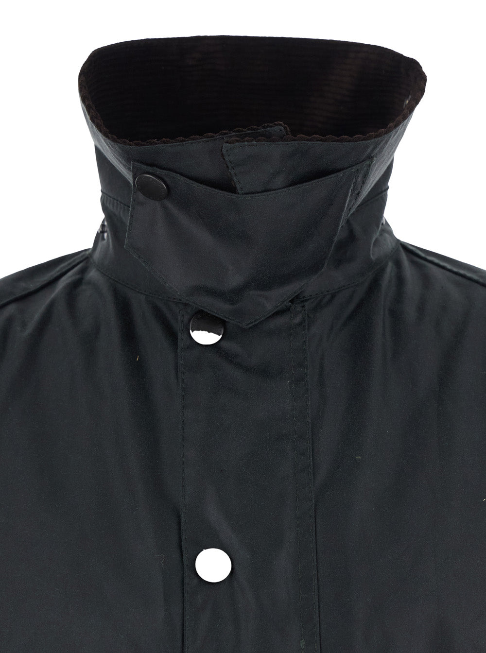 Jacket MWX0018SG91 Black with Classic Contrast Cotton Collar for Men Waxed Outerwear