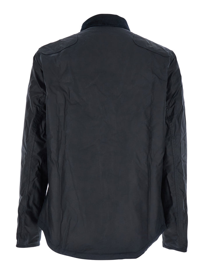 Blue Jacket With Ribbed Collar And Lettering Logo On The Front Cotton For Men Blu