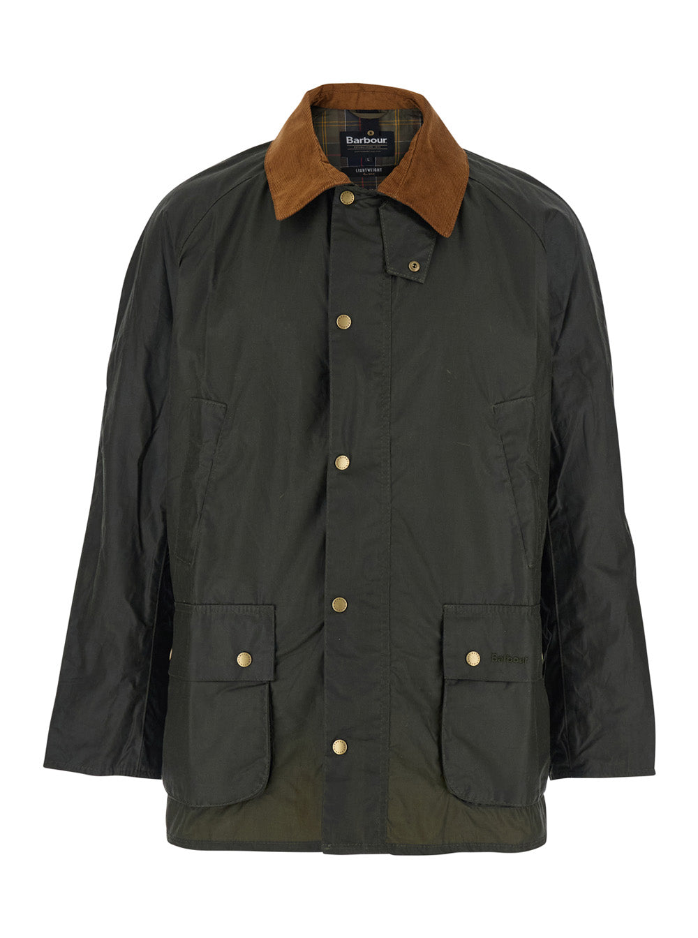 Jacket MWX1377OL51 Green with Classic Contrast Cotton Collar for Men Waxed Outerwear