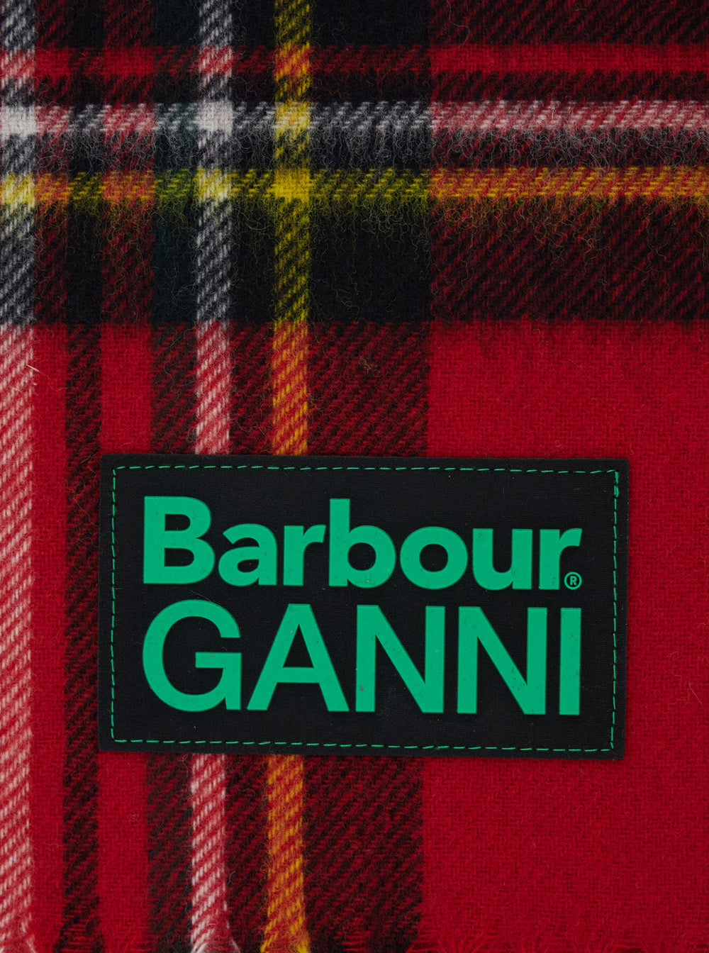 Red Wool Scarf with Check Print and Double Logo for Women Scarfs Foulards