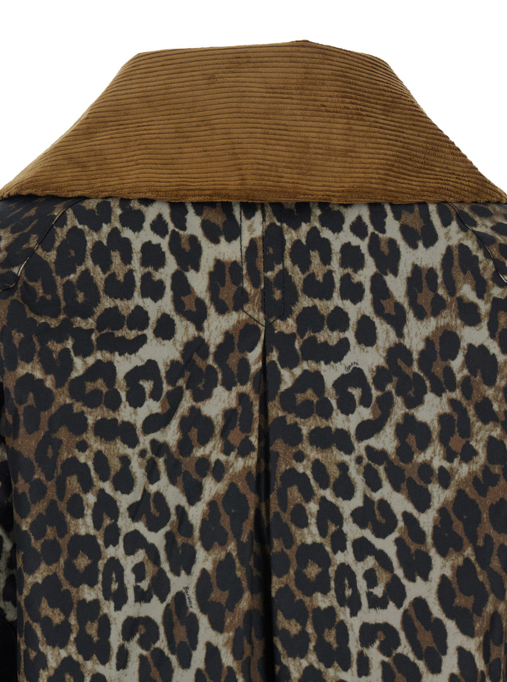 Oversized Jacket with Collar and All-Over Leopard Print in Brown Waxed Cotton for Women Outerwear