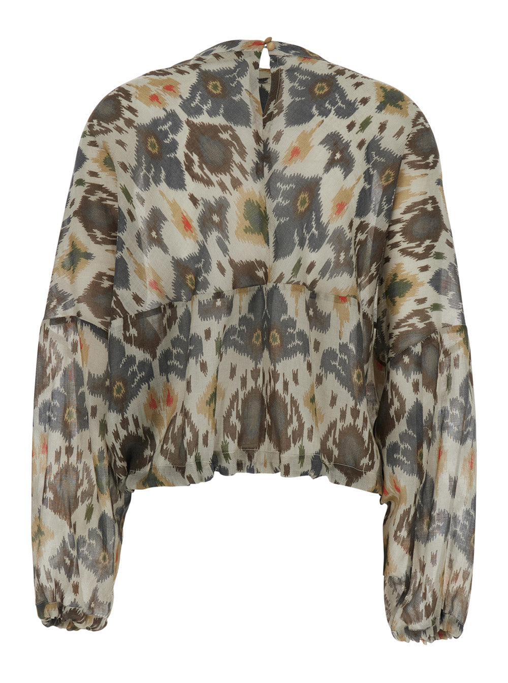 Round Neck Floral Print All-Over Tech Fabric Shirt for Women Multicolor Glass Ramie And Blouses