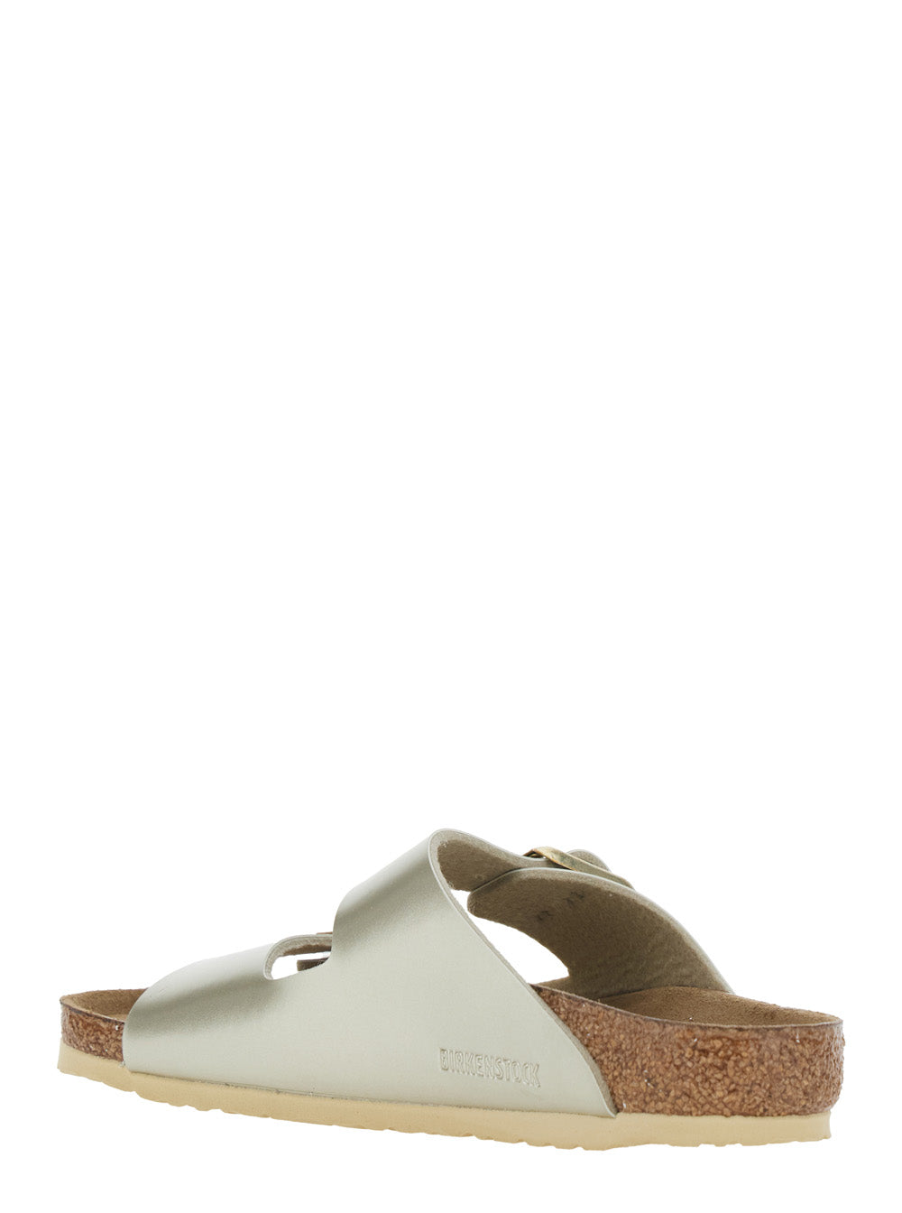 Arizona Sandals with Rounded Toe and Buckle Closure in Metallic Birko-Flor for Girls Birkoflor Flat Shoes