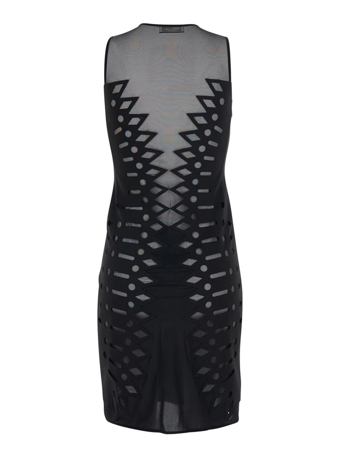 Dress EMBR SCUBA Black with V-Neck in Tech Fabric Women Polyester Elastane