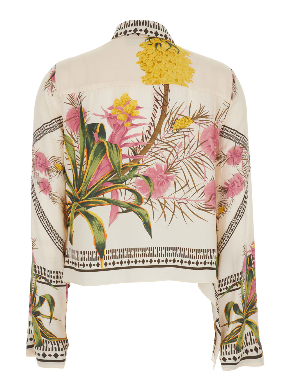 Shirt with Pointed Collar and All-Over Floral Print in Multicolor Viscose for Women Blouses