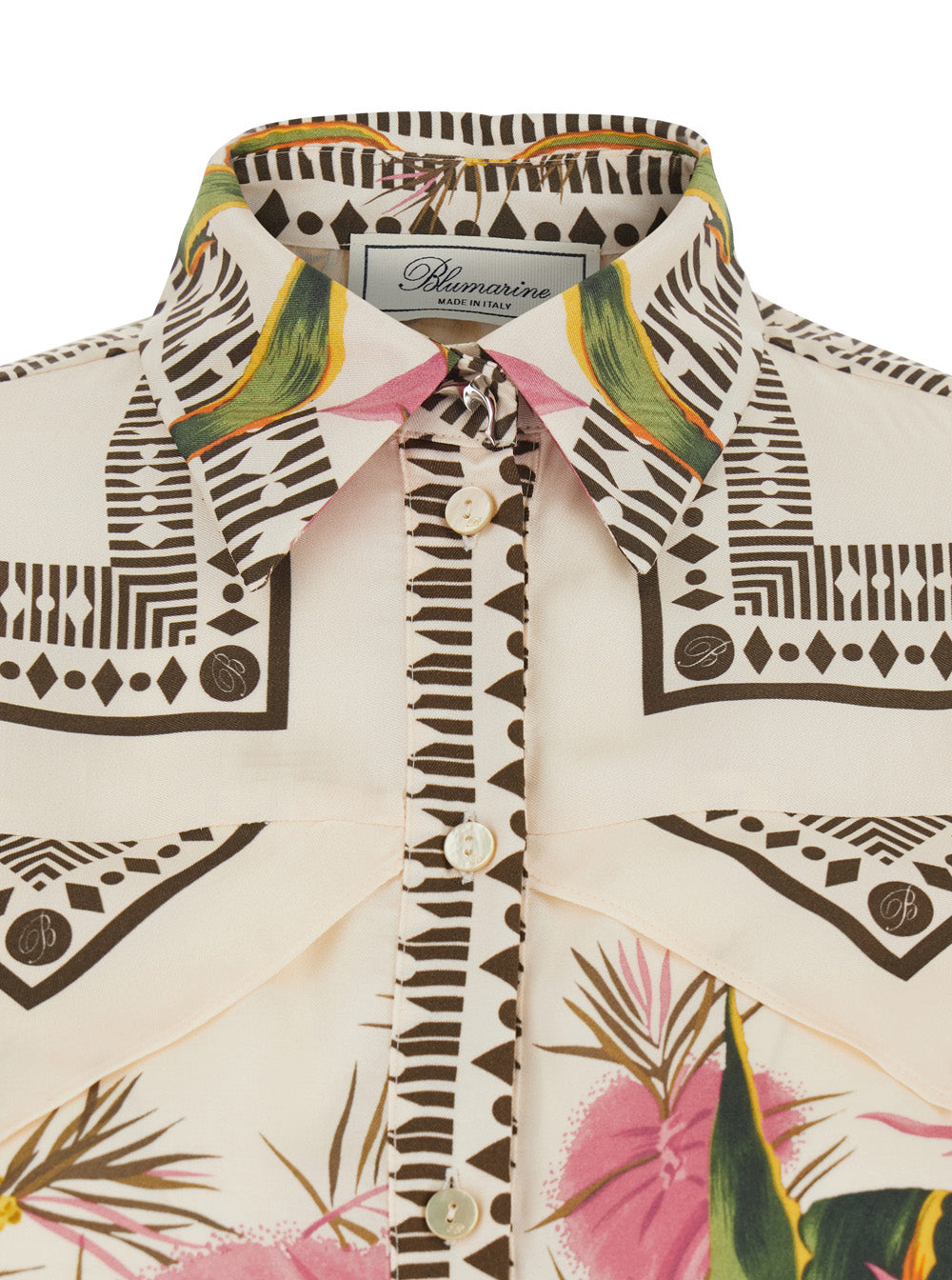 Shirt with Pointed Collar and All-Over Floral Print in Multicolor Viscose for Women Blouses