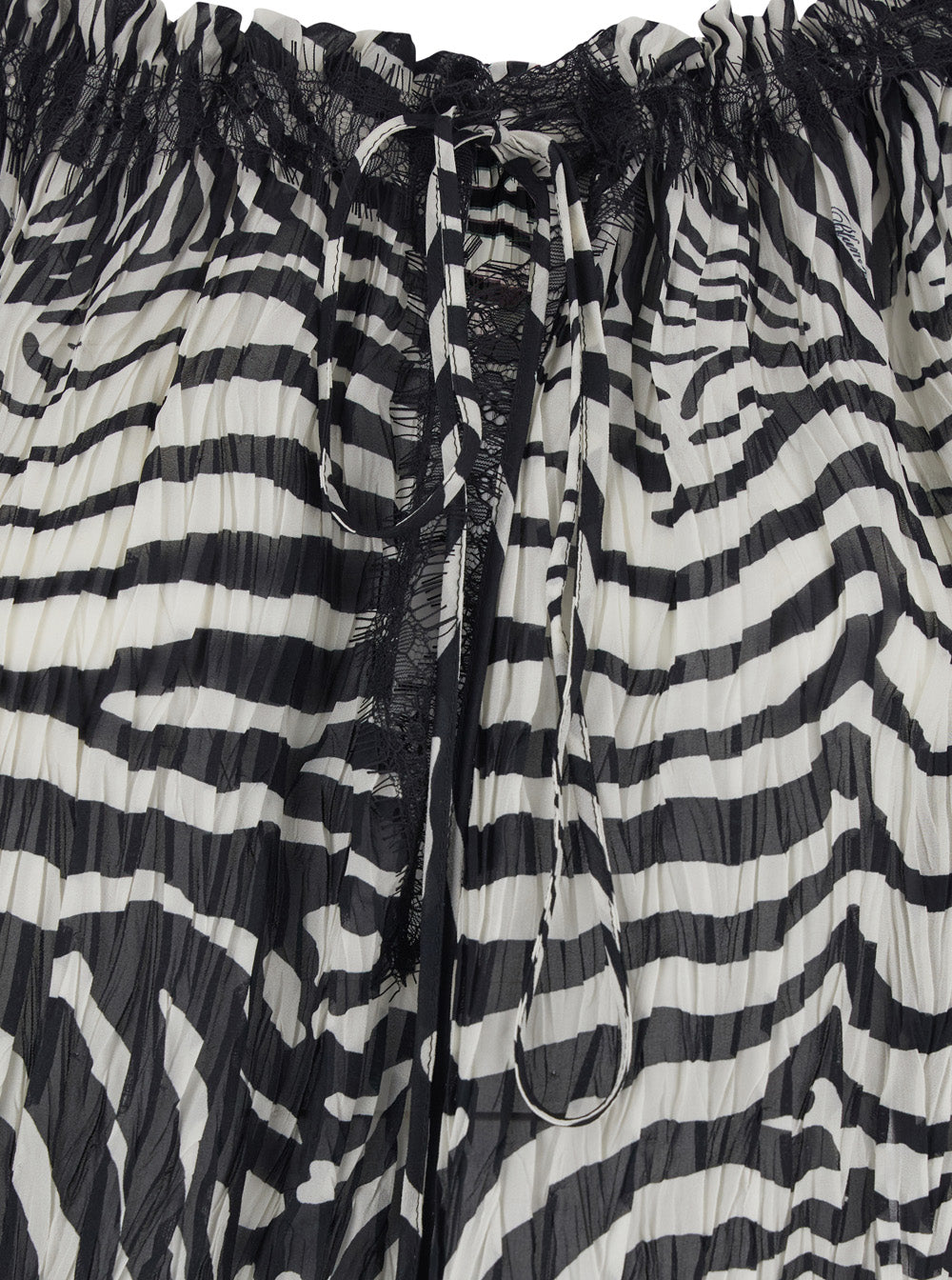 Dress Zebra with Boat Neck and All-Over Motif in Black White Viscose for Women White/black Shirts Blouses