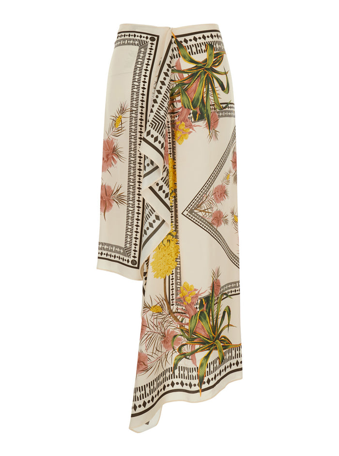 Multicolor Skirt With Concealed Closure On The Back And All-Over Floral Print Viscose For Women